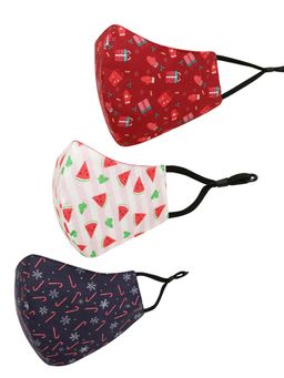 Tossido - Multi-Color Printed Cotton Adjustable Cloth Mask (Pack of 3)