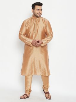 Vastramay - Men Rose Gold Viscose Blend Kurta