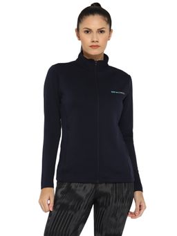 Off Limits - Women Navy Blue Cut and Sew Plain Jacket