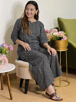 Libas - Black Cotton Bandhani Printed Night Suit (Set of 2)