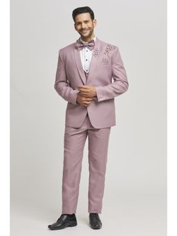 Aham-Vayam - Men's Mauve Pant with Shirt, Waistcoat, Jacket and Bow Tie