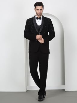 Aham-Vayam - Men's Black Jacket with Shirt, Waistcoat, Pant and Bow Tie