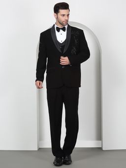 Aham-Vayam - Men's Black Jacket with Shirt, Waistcoat, Pant and Bow Tie