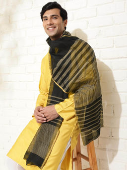 Fabindia - Black Cotton Silk Blend Maheshwari Stole