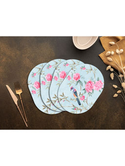 Space of Joy - Peony Blush Design Premium Printed MDF Wooden Dining Table Mat Oval Shaped 4 Pieces