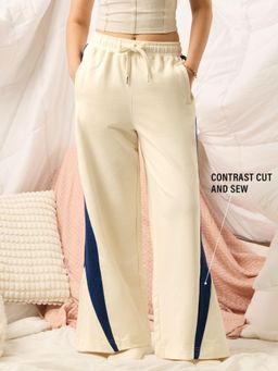 The Souled Store - Cream Colorblock Wide Pure Cotton Trouser