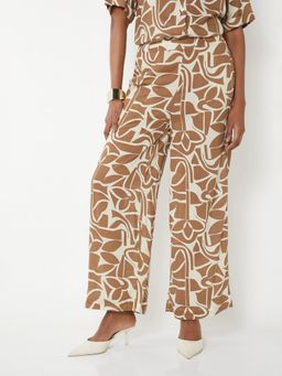 max - Beige Printed Regular Rayon Trouser