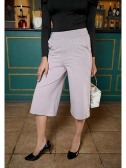 MLADA - Lavender Solid Regular Cotton Blend Capri