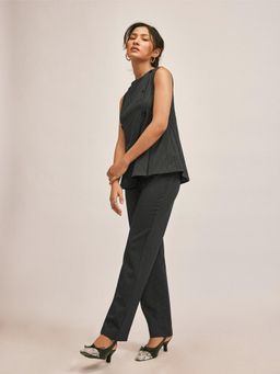 The Label Life - Black Stripes Straight Viscose Blend Trouser