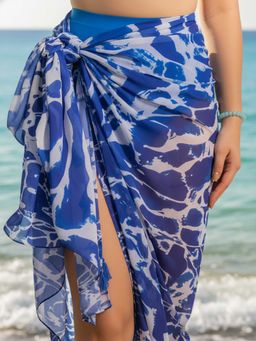 AOBA - Women Blue Printed Swimwear Sarong