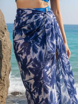 AOBA - Womens Blue Printed Swimwear Sarong