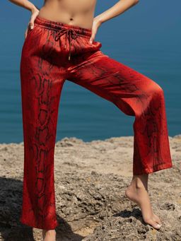 AOBA - Women Red Animal Printed Beachwear Pant