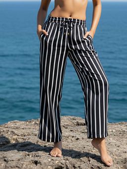 AOBA - Women Navy Blue Striped Beachwear Pant