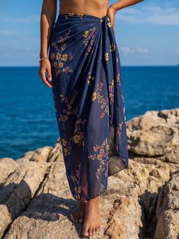 AOBA - Blue, Yellow & Pink Floral Printed Tie-Up Sarong