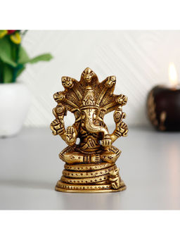 eCraftIndia - Lord Ganesha With Naag Devta Brass Handcrafted Idol