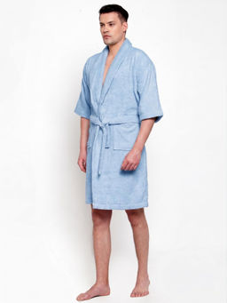 Creeva - Unisex Terry Sky Blue Soft Absorbent Bath Robe