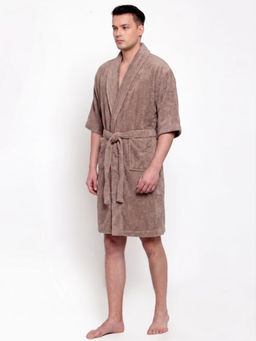 Creeva - Unisex Terry English Wood Brown Soft Absorbent Bath Robe