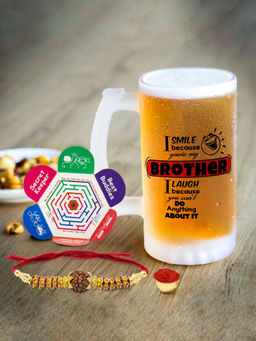 Indigifts - Smile Because You are My Brother Beer Mug, Rakhi, Raksha Bandhan Gift