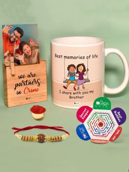 Indigifts - Best Memories Ceramic Mug 320 ml, Photo Stand, Rakhi,