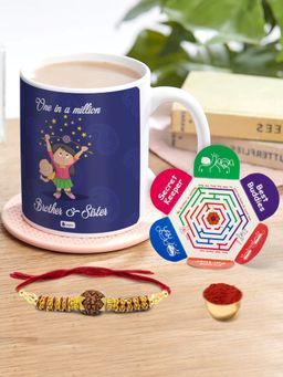 Indigifts - One in a Million Sibling Ceramic Mug 320ml, Rakhi, Raksha Bandhan Gift