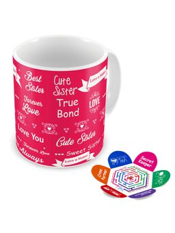 Indigifts - Sister Best True Bond Ceramic Mug 320ml Rakhi Gift for Sister