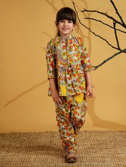 AJ Dezines - Multi Color Cotton 3/4Th Sleeves Floral Print Girls Co-Ords