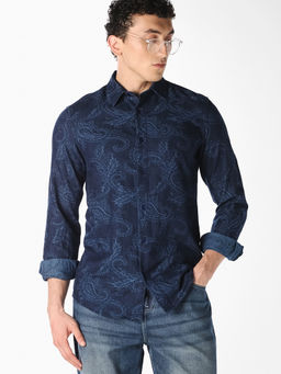 Jack & Jones - Men Navy Blue Regular Fit Casual Shirt