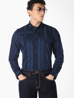 Jack & Jones - Men Dark Blue Striped Regular Fit Casual Shirt