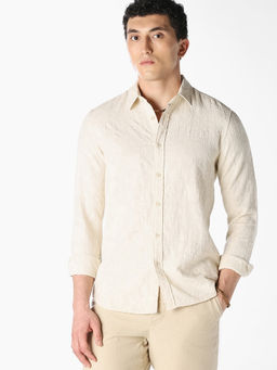 Jack & Jones - Men Off-White Textured Shirt