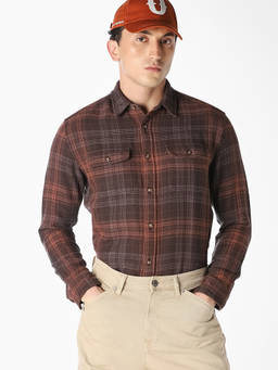 Jack & Jones - Men Brown Check Print Casual Shirt