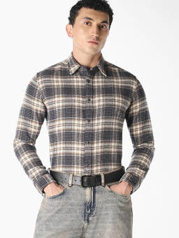 Jack & Jones - Men Grey Check Print Casual Shirt