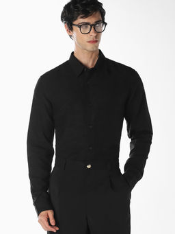 Jack & Jones - Men Black Textured Dobby Casual Shirt