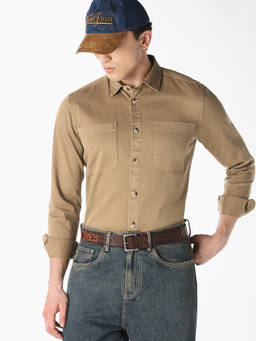 Jack & Jones - Men Beige Regular Fit Casual Shirt