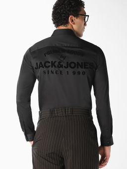 Jack & Jones - Men Black Cotton Formal Shirt
