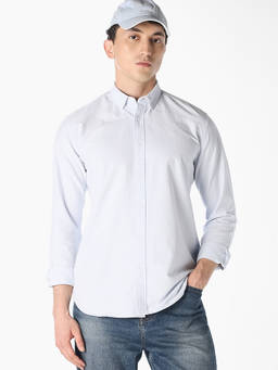 Jack & Jones - Men Blue Striped Cotton Casual Shirt