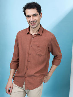 Crocodile - Men Rust Regular Fit Solid Shirt