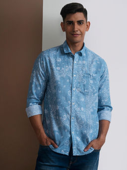 Crocodile - Men Blue Regular Fit Paisley Printed Shirt