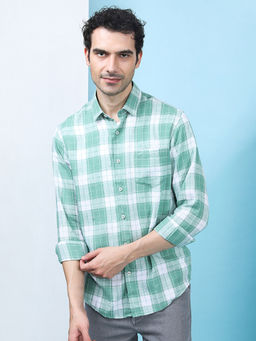 Crocodile - Men Green Regular Fit Checks Shirt