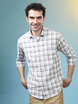 Crocodile - Men Beige Regular Fit Checks Shirt