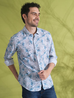 Crocodile - Men Grey Regular Fit Printed Shirt