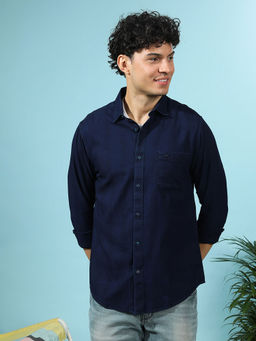Crocodile - Men Navy Blue Regular Fit Checks Shirt
