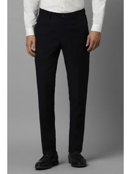 Louis Philippe - Men Black Slim Fit Solid Flat Front Formal Trousers