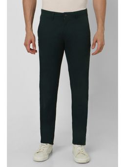 Peter England - Men Green Solid Slim Fit Casual Trousers