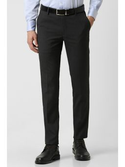 Peter England - Men Black Solid Slim Fit Formal Trousers