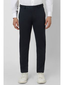 Peter England - Men Navy Solid Super Slim Fit Formal Trousers