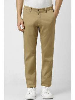 Van Heusen - Men Khaki Textured Slim Fit Trousers
