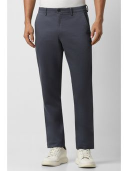 Van Heusen - Men Grey Textured Slim Fit Trousers