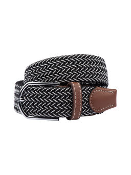 The Tie Hub - Braid-Black White Elasticated Woven Belt