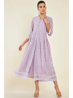 Soch - Women Purple Georgette Embroidered Dress Kurta