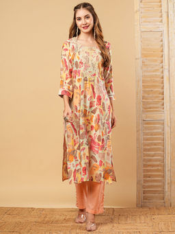 FASHOR - Multi-Color Printed and Embroidered Kurta